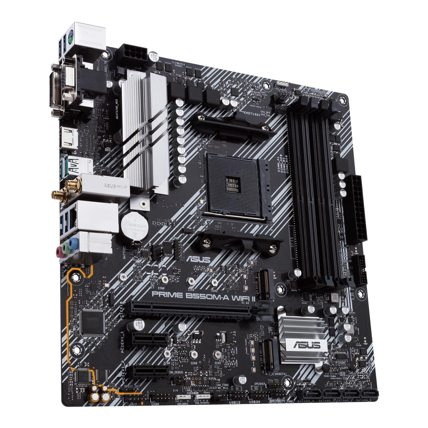 ASUS Prime B550M-A WiFi II Gaming Mainboard Sockel Ryzen AM4 (AMD B550, mATX, PCIe 4.0, WiFi6, Dual M.2, SATA 6Gbit/s, Aura Sync)