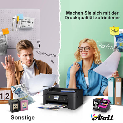 302XL Druckerpatronen Wiederaufbereitet für HP 302 Druckerpatronen Multipack für HP 302 XL Kompatibel für HP Envy 4525 4520 für OfficeJet 3831 5230 3830 für Deskjet 3630 3636(Schwarz, Farbe, 2er-Pack)