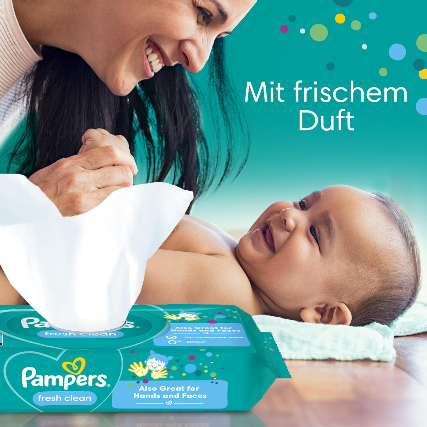 Pampers Fresh Clean Feuchttücher 15 Packungen mit 80 Stück - 1200 Feuchttücher, milder Duft, auch für Hände und Gesicht geeignet