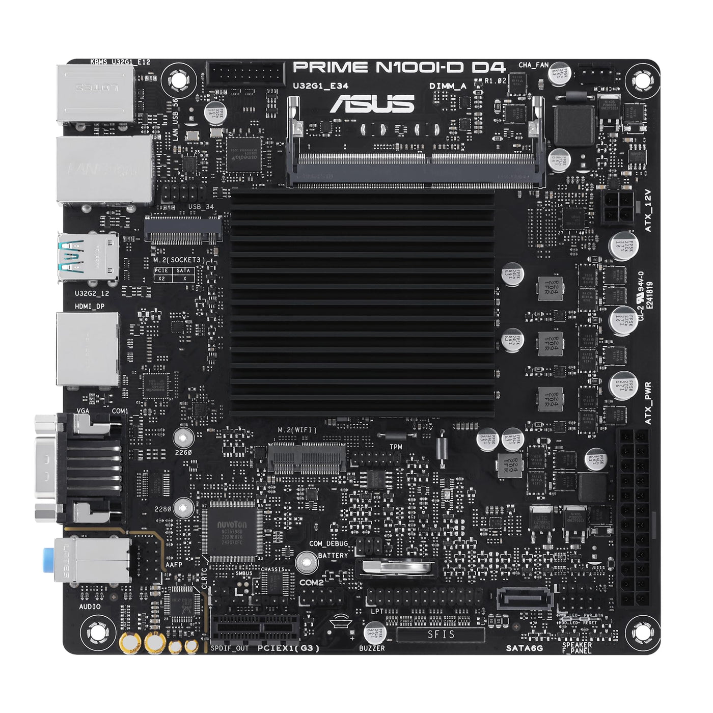 ASUS Prime N100I-D D4 Mainboard Intel N100 (Intel N100 Prozessor, PCIe 3.0, USB 3.2 Gen 2, M.2, DDR4)