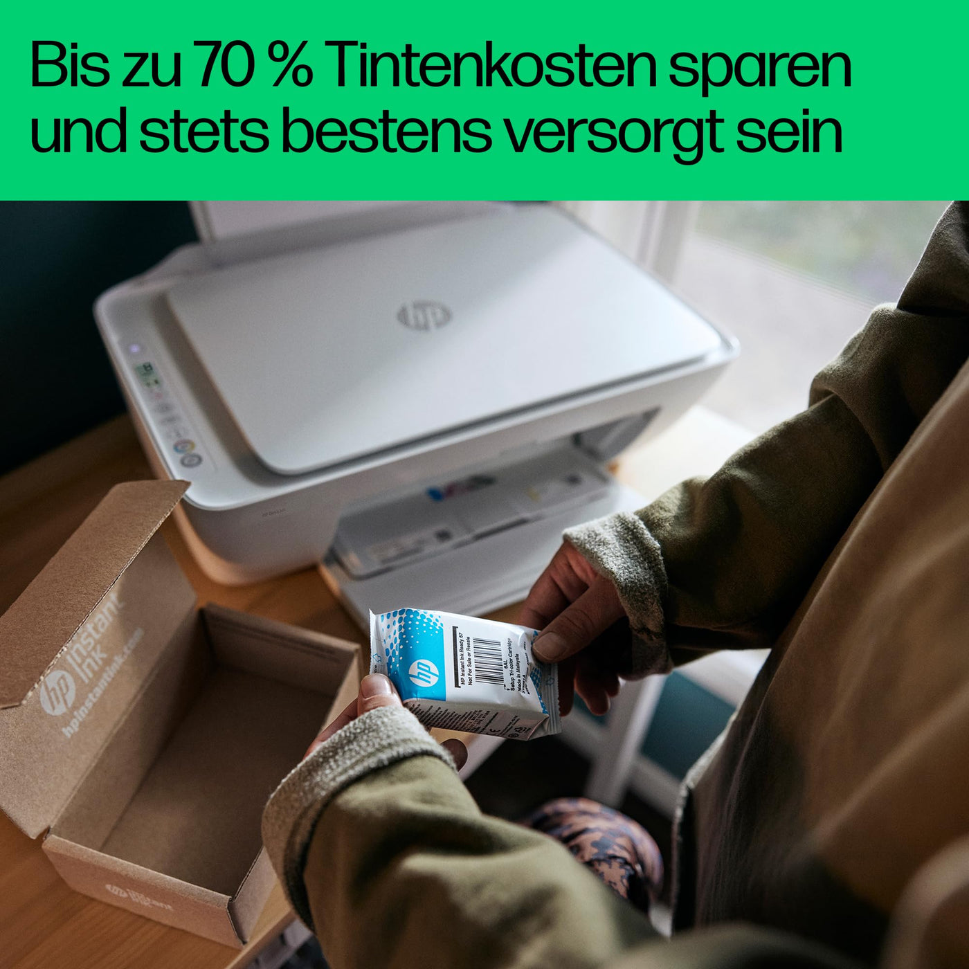 HP DeskJet 2820e Multifunktionsdrucker, 10€ Cashback, 3 Monate gratis drucken mit HP Instant Ink inklusive, Drucker, Scanner, Kopierer, WLAN