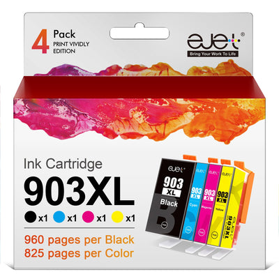 ejet 903XL Multipack-Druckerpatronen Kompatibel für HP 903 903XL Patronen für Officejet Pro 6950 6960 6970 All-in-One Drucker (4er-Pack, Neuester Chip)