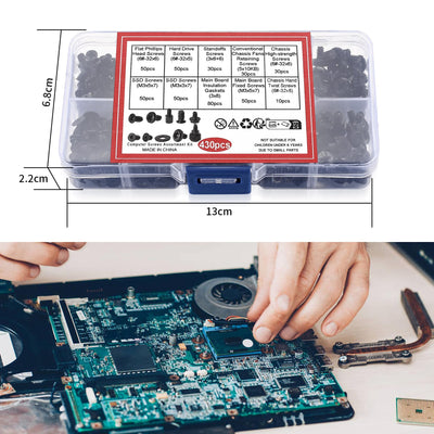 430 Stk Computer Schrauben Set, Personal Computer Schrauben & Standoffs Abstandshalter Set für Universal Motherboard PC-Gehäuse PC-Motherboard Lüfter CD-ROM Festplatten Schrauben Standoffs