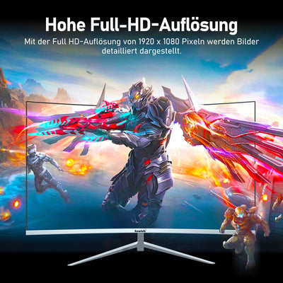 Gawfolk Curved Monitor 27 Zoll 100Hz mit Lautsprecher, 1800R Gebogen PC Bildschirm FHD 1080P, Weiß Computerbildschirm mit Eye Care Technologie HDMI VGA, unterstützt VESA