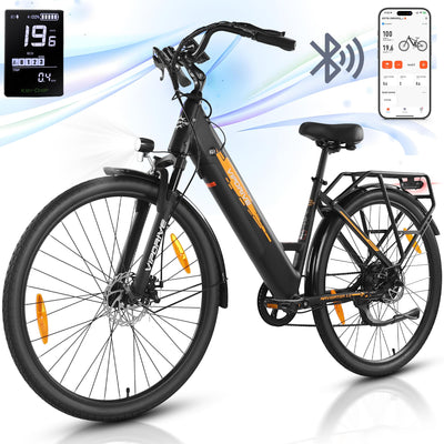 Vipdrive E Bike, E-Bike für Damen und Herren, Electric Bike mit 48V 15Ah Batterie, 3 PAS & Tempomat Modus, 7-Gang mit LCD-Display, 250W Motor & 85NM, up to 100km, 28 Zoll(1.2 Black)