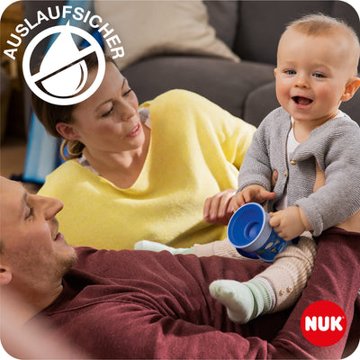 NUK Mini Magic Cup Trinklernbecher | auslaufsicherer 360°-Trinkrand | ab 6 Monaten | praktische Griffe | BPA-frei | 160 ml | blaue Maus