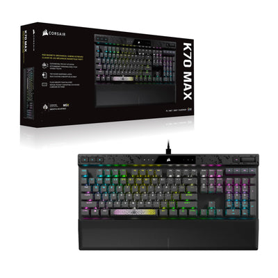 CORSAIR K70 MAX RGB Magnetisch-Mechanische Kabelgebundene Gaming-Tastatur - Einstellbare MGX-Schalter - PBT Double-Shot-Tastenkappen - iCUE-Kompatibel - PC, PS5, PS4, Xbox - QWERTZ DE - Stahlgrau