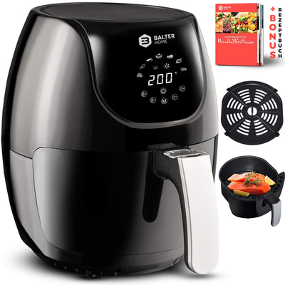 Balter Heißluftfritteuse XL-Touch, Fritteuse, LCD Display, 7 Programme, Rezeptheft, 3.6L - XL Garraum, 1500W, schwarz