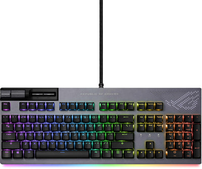 ASUS ROG Strix Flare II Animate mechanische Gaming Tastatur (austauschbare ROG NX-Switches, PBT-Doubleshot-Tastenkappen, LED-Display, 8000 Hz, Aura Sync RGB-Beleuchtung, DE QWERTZ-Layout) schwarz