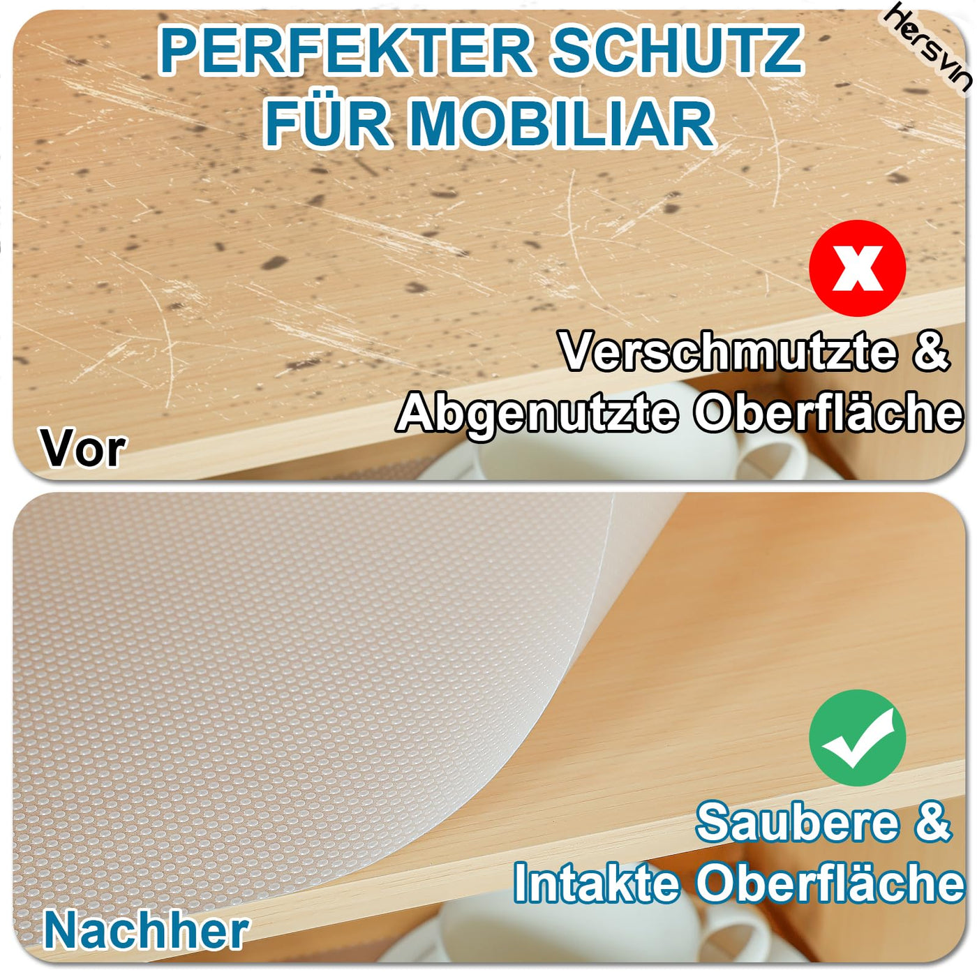 Hersvin Schubladenmatte 60cmx500cm Schubladeneinlage Eva Schrankpapier Nicht Klebende Wasserfest Unterlage Teppich für Küchenschränke Regalschrank (Transparent Punkt)