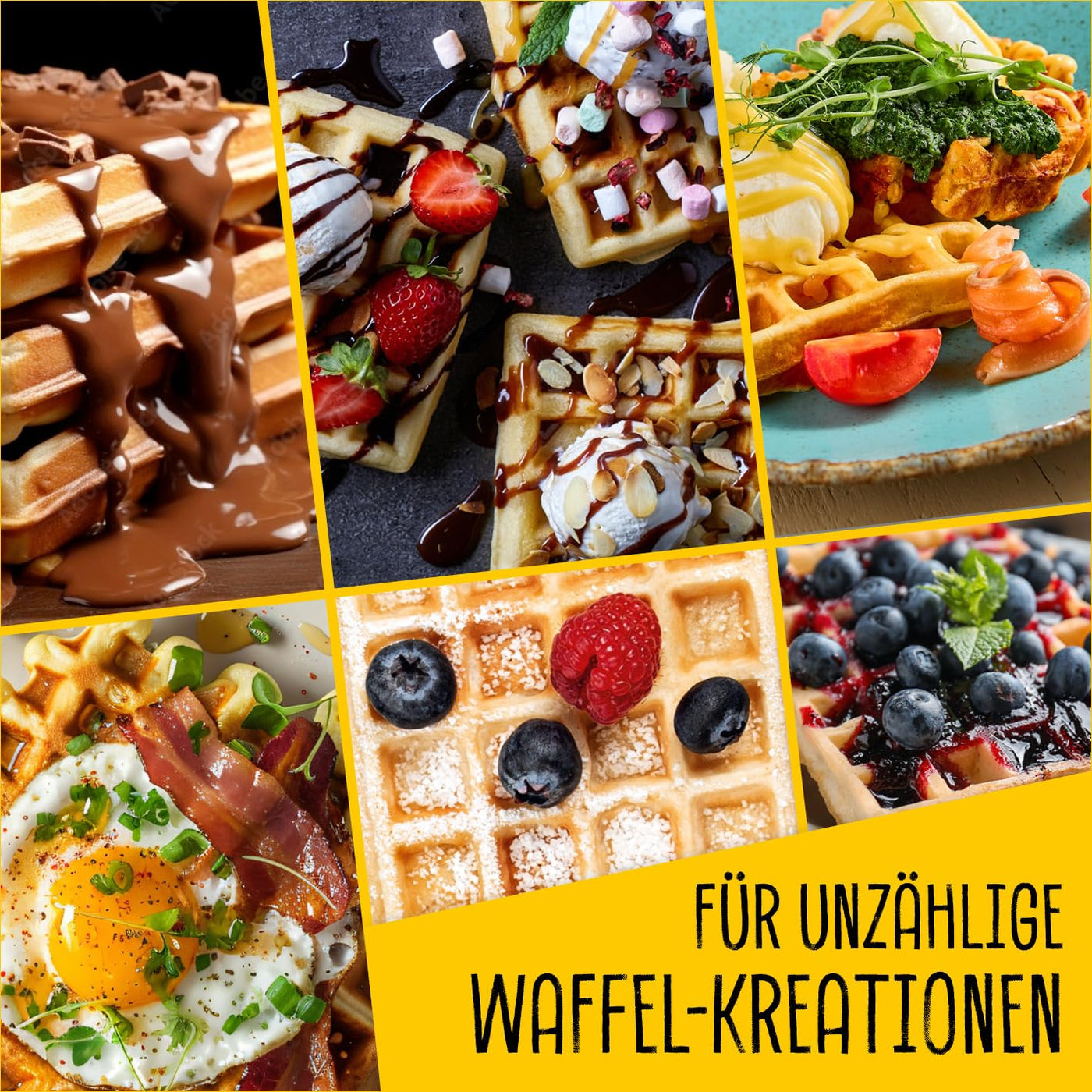 GOURMETmaxx Waffeleisen für 2 Waffeln | 1000 Watt | Für Belgische Waffeln + Antihaftbeschichtung | Mit Heizelementen oben & unten zur gleichmäßigen Wärmeverteilung | Stufenlos Einstellbar