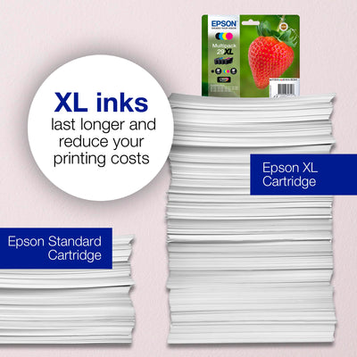 Epson Original 29 Tinte Erdbeere, XP-235 XP-332 XP-335 XP-432 XP-435 XP-245 XP-342 XP-345 XP-442 XP-445 XP-247 XP-257 XP-255 XP-352 XP-355 XP-452 XP-455, (Multipack 4-farbig)