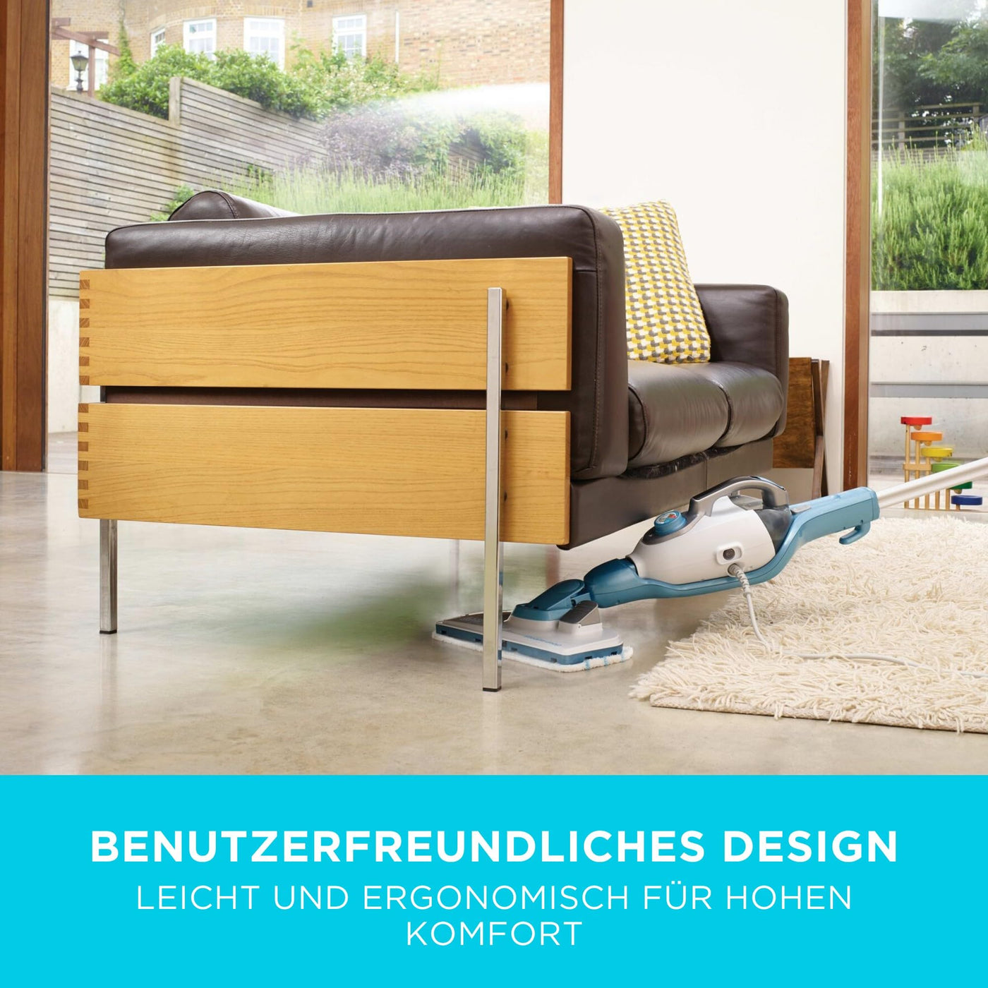 BLACK+DECKER 13-in-1 Dampfbesen Steam-Mop (mit SteaMitt Dampfhandschuh zur Oberflächenreinigung, AutoSelect-Technologie, 180° drehbarer Reinigungsfuß, inkl. 13-tlg. Zubehör) FSMH1321JSM-QS