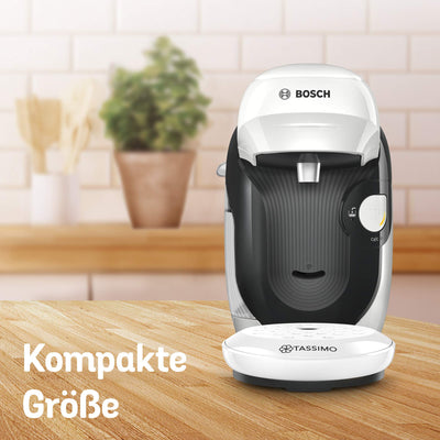 Bosch Hausgeräte Tassimo Style Kapselmaschine TAS1104 Kaffeemaschine, 70 Getränke, Vollautomatisch, Geeignet für alle Tassen, Platzsparend, Weiß/Antharzit, 1400 W