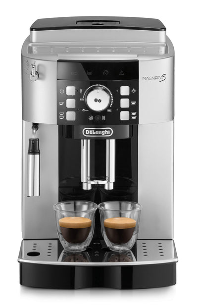 De'Longhi Magnifica ECAM 21.116.SB Kaffeevollautomat mit Milchaufschäumdüse für Cappuccino, mit Espresso Direktwahltaste, 2-Tassen-Funktion, großer 1,8 Liter Wassertank, Silber/Schwarz