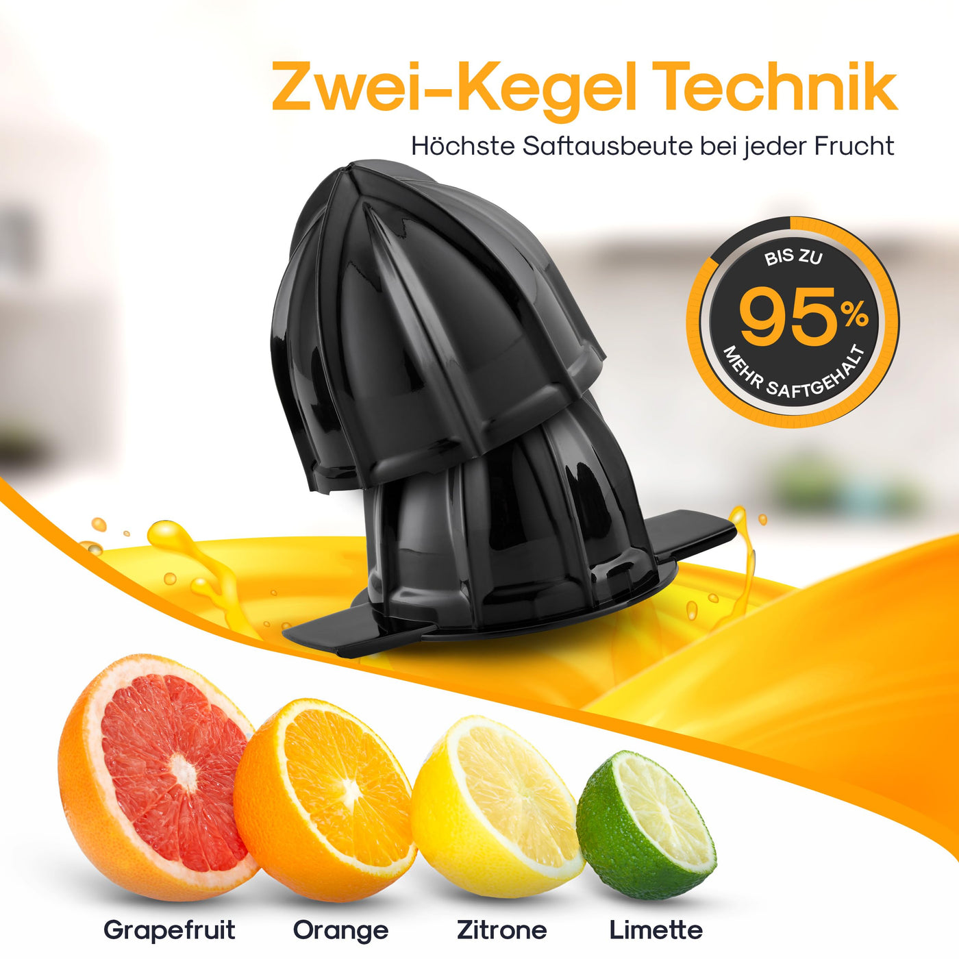 LEBENLANG Saftpresse elektrisch 800ml & Verstellbares Sieb - Orangenpresse, Zitruspresse, Zitronenpresse Obstpresse I Orangensaftpresse Citruspresse elektronisch Orange Juicer