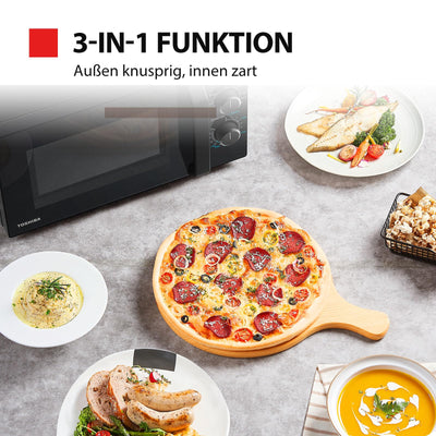 Toshiba MW2-MG20PF(BK)/GE Mikrowellenherd 800 W mit knuspriger Grill- & Kombigarfunktion, 5 Leistungsstufen, 1000 W Grillleistung, Schwarz