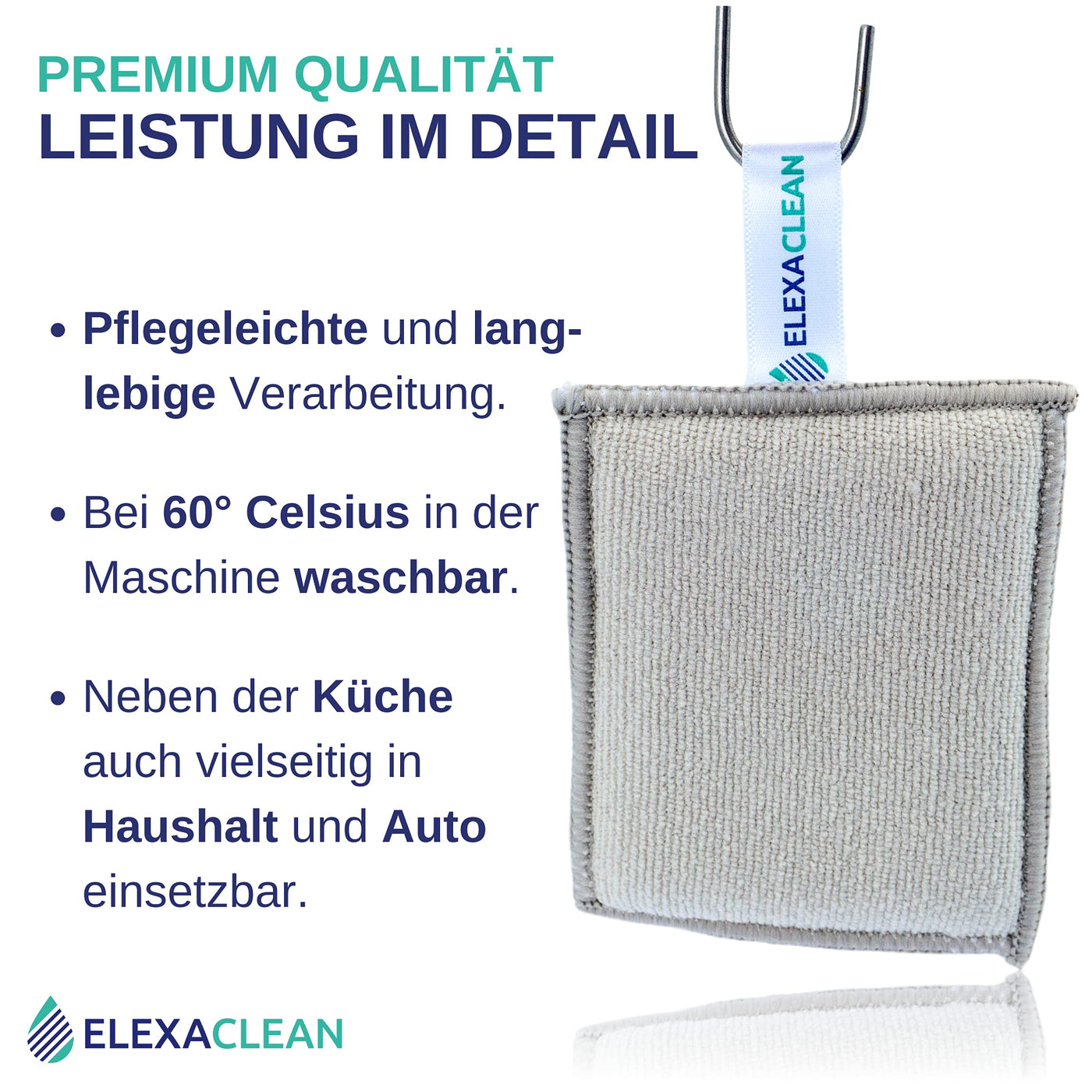 ELEXACLEAN Spülschwamm Topfreiniger Schwämme (3er Set, 10x8 cm, Dunkel-Grau) waschbar zum wiederverwenden, mit Mikrofaser