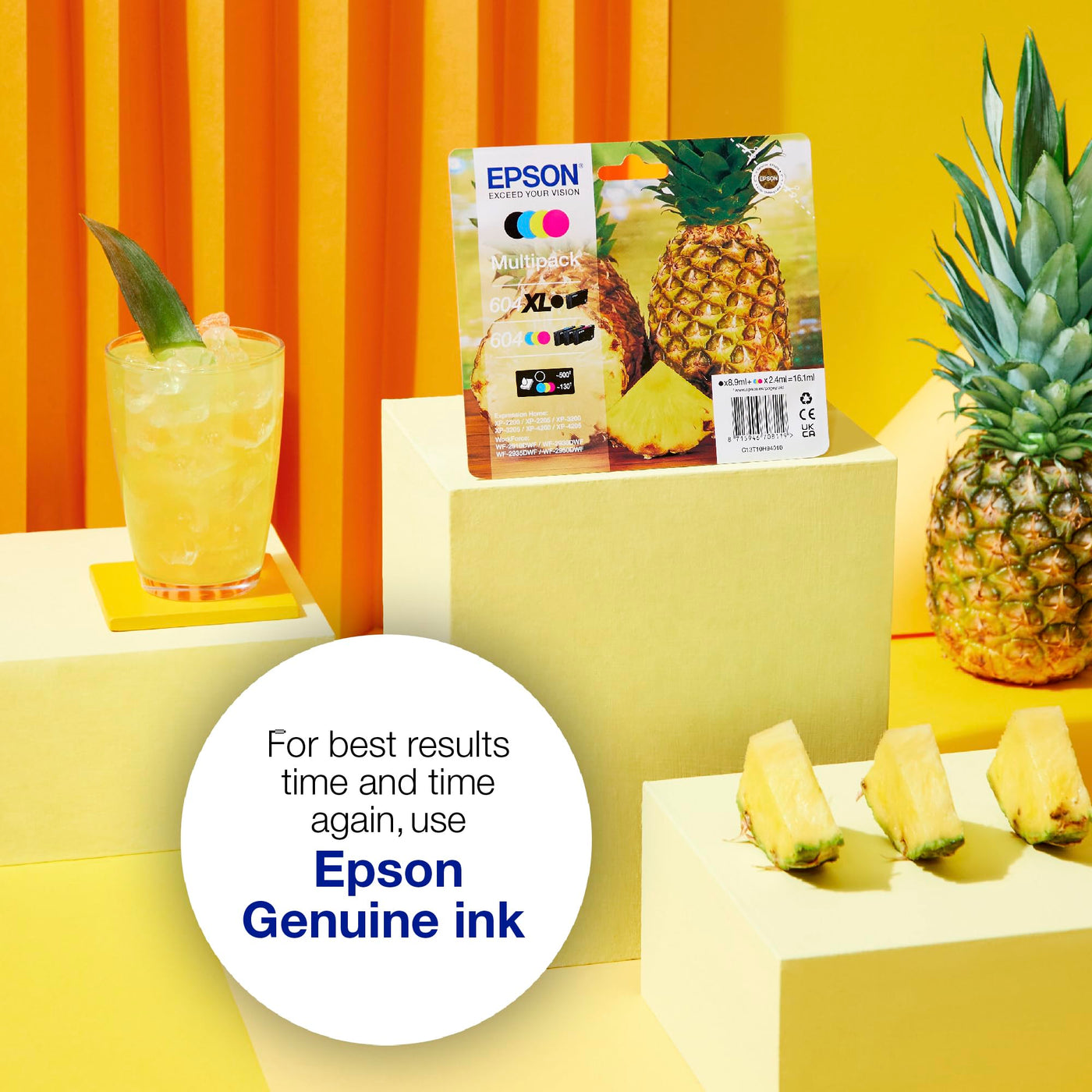 Epson Orginal 604 Tinte Ananas Multipack 4-farbig Standard, XP-2200 XP-2205 XP-3200 XP-4205 WF2910DWF WF2930DWF WF2950DWF, ReadyPrint Flex-Tintentarife