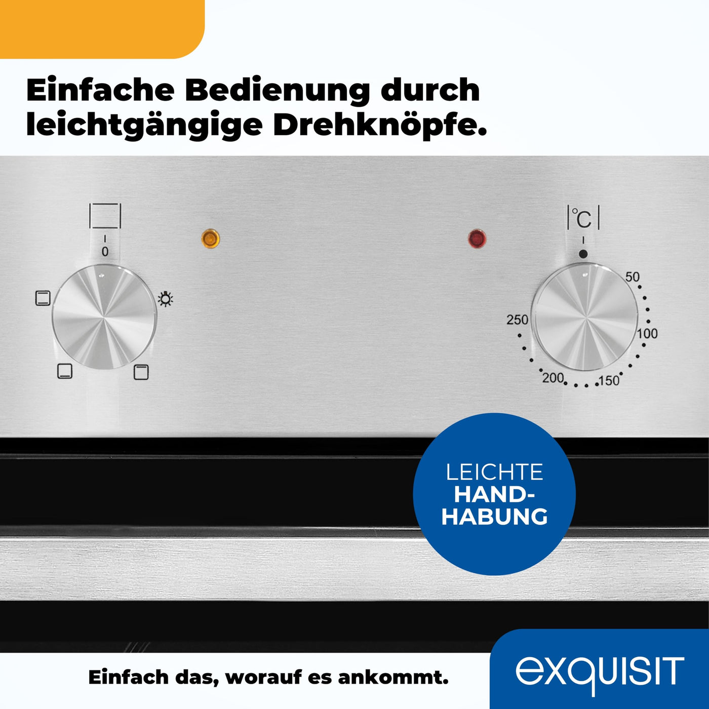 Exquisit Einbaubackofen, Backofen Einbaugerät Silber, 62 L Garraum, Einfache Bedienung, Backofen klein, EBE 555-1.1