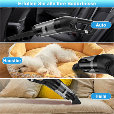 Czemo Handstaubsauger Akku 9000Pa Autostaubsauger Stark Staubsauger Kabellos Tragbarer Handsauger USB Auto Staubsauger Ohne Kabel für Auto Zuhause Tierhaare (Schwarz)