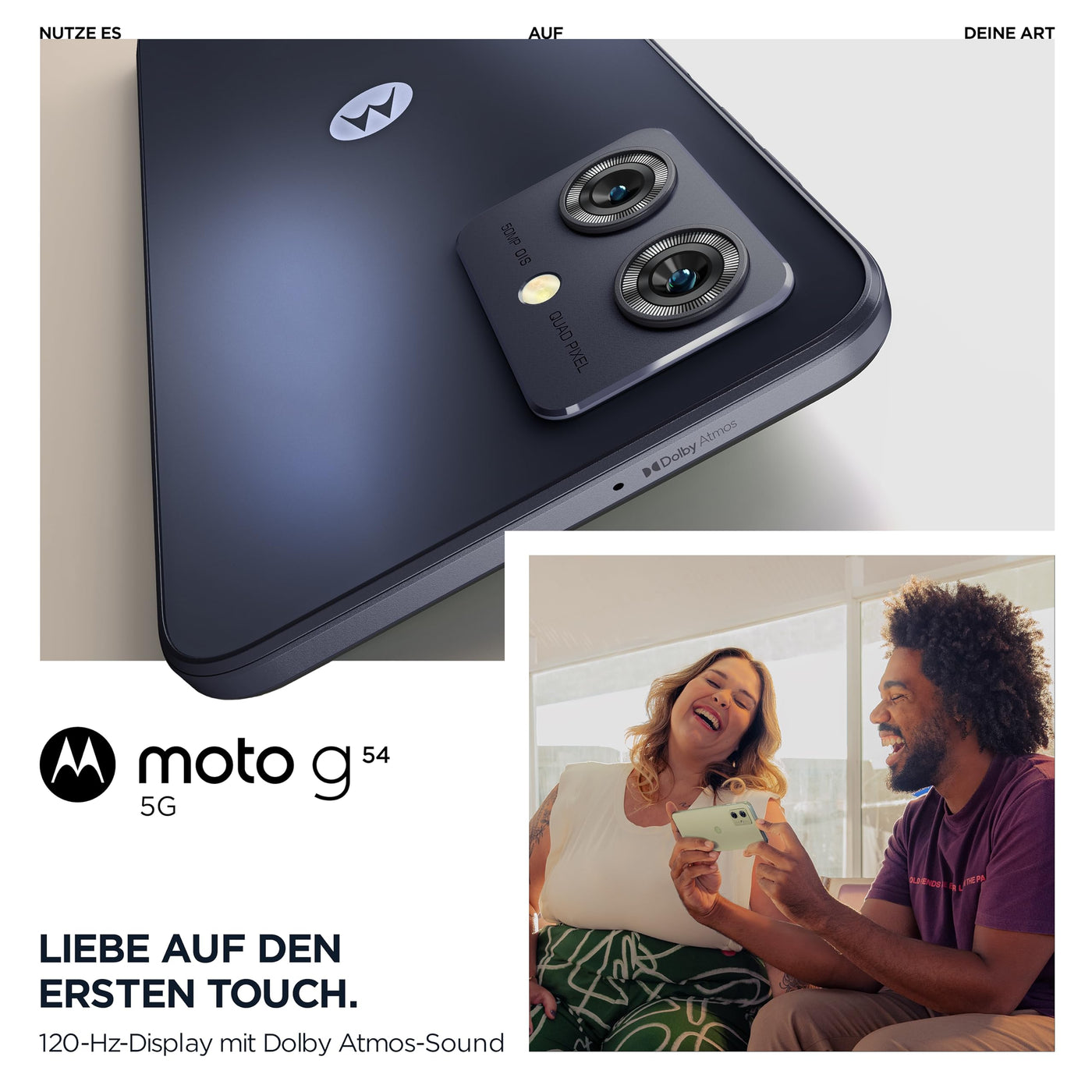 Motorola Mobility Moto g54 5G (6,5"-FHD+-Display, 50-MP-Dual-Kamera, 8/256 GB, 5000 mAh, Android 13) Midnight Blue, inkl. Schutzcover [Exklusiv bei Amazon]