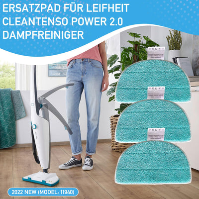 YANGYUQI 6er Set Ersatzpads Kompatibel mit Leifheit Dampfreiniger CleanTenso Power 2.0, Mikrofaser Wischbezug mit Klettunterseite und Fußgurt Treten, Porentiefe Reinigung Ersatztücher für Alle Böden