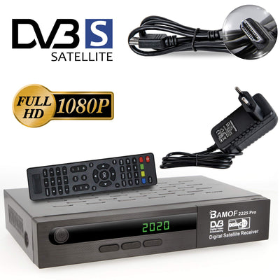 Récepteur satellite numérique Bamof 2225 PRO (HDTV, DVB-S/DVB-S2, HDMI, SCART, 2X USB, Full HD 1080p) [Préprogrammé pour Astra, Hotbird et Türksat] + câble HDMI