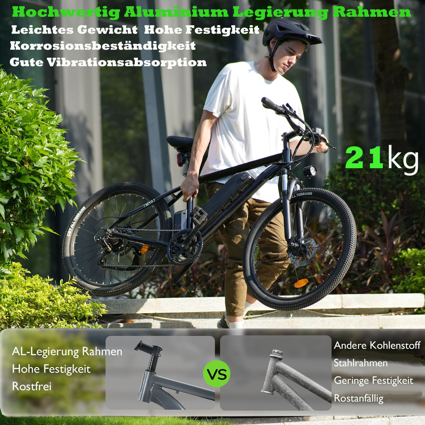 Finbike E Bike mit USB-Slot, 26" Elektrofahrrad Abnehmbarer 10400mAh Akku,7-Gang Pro,3.5H Schnellladung,5 Fahrmodi,E-Mountainbike Reichweite Max 100km,250W Electric Fahrrad Herren Damen