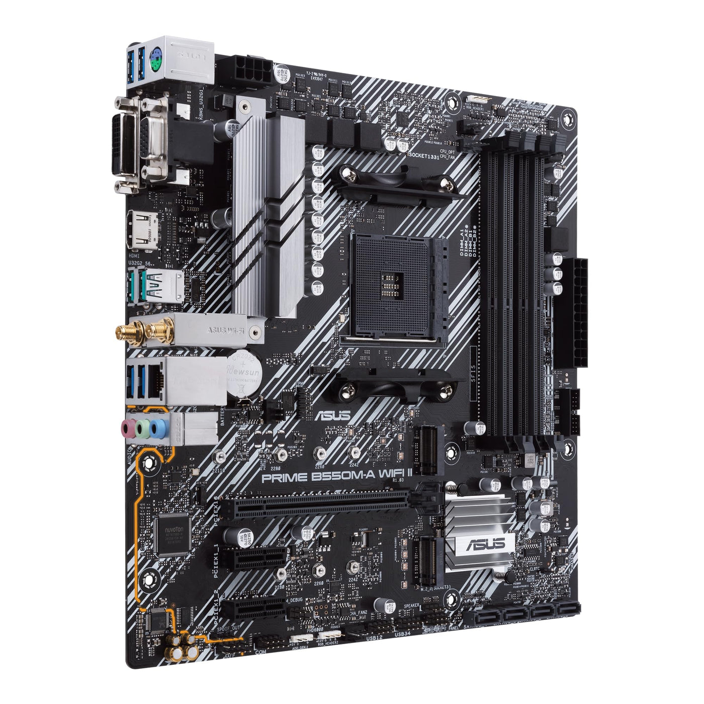 ASUS Prime B550M-A WiFi II Gaming Mainboard Sockel Ryzen AM4 (AMD B550, mATX, PCIe 4.0, WiFi6, Dual M.2, SATA 6Gbit/s, Aura Sync)