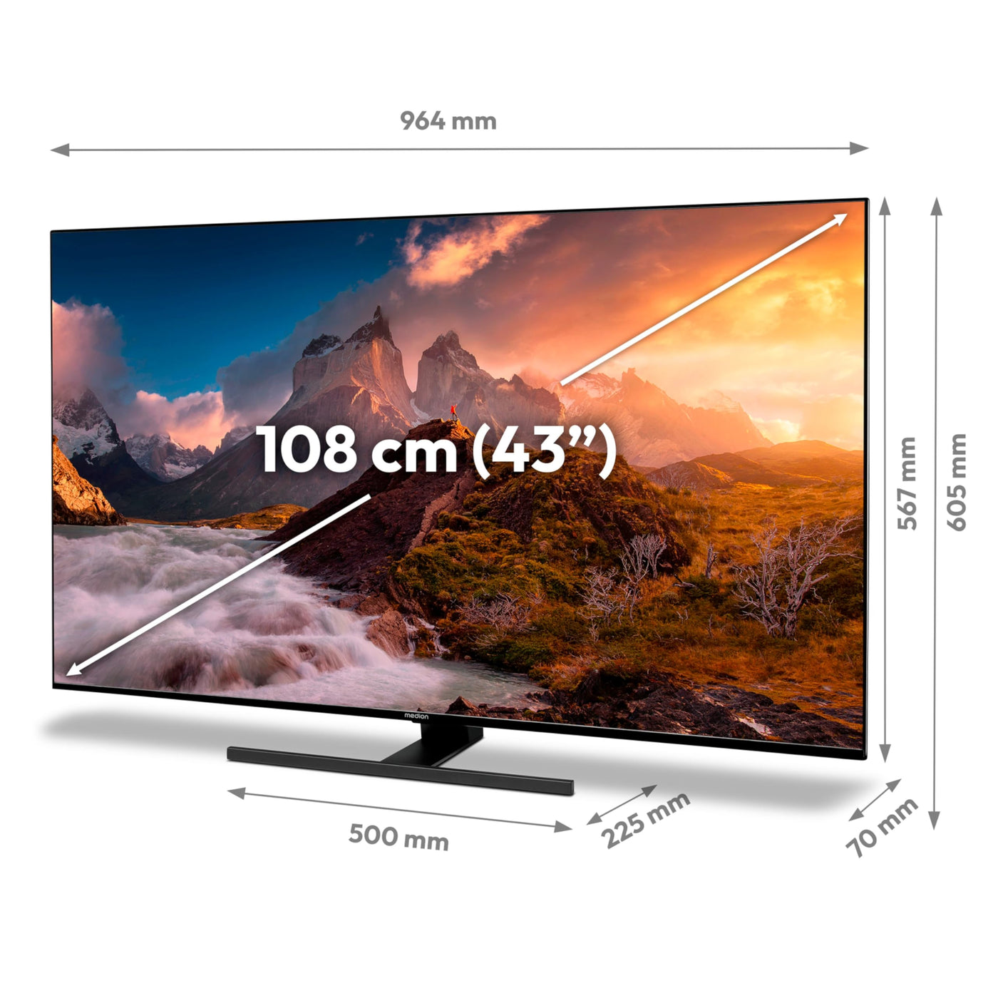 MEDION X15576 (MD 31258) 138,8 cm (55 Zoll) QLED Fernseher (Android TV, 4K, Dolby Vision HDR, Dolby Atmos & DTS X, Subwoofer, Netflix, Prime Video, Smart TV)