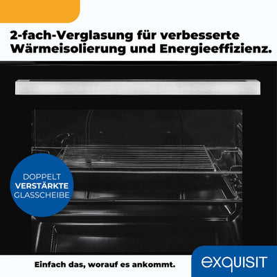 Exquisit Einbaubackofen, Backofen Einbaugerät Silber, 62 L Garraum, Einfache Bedienung, Backofen klein, EBE 555-1.1