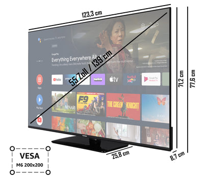 Téléviseur Android 55 pouces Telefunken (Smart TV 4K UHD, HDR Dolby Vision, Triple Tuner, Dolby Atmos) XU55AN754M