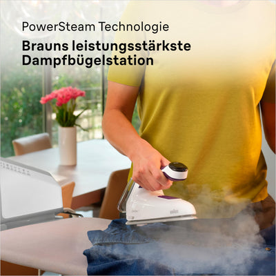 Braun CareStyle 7 IS 7266 VI Dampfbügelstation, FreeGlide 3D Bügelsohle, iCare-, iMode- & Vertikaldampf-Funktion, FastClean, Dampfstoß 550 g/min, Abnehmbarer 2 L Wassertank, 2700 W, Weiss-Violett