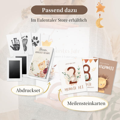 EULENTALER® Das Babytagebuch Boho I Von Pädagogen gestaltet I Mit handgemalten süßen Illustrationen I Din A4 I Babyalbum Mein erstes Jahr I Erinnerungsbuch zum eintragen