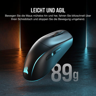 Corsair M75 Wireless RGB Leichte FPS Gaming-Maus – 26.000 DPI – Austauschbare Seitentasten – iCUE-Kompatibel – PC – Schwarz