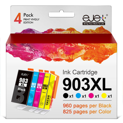 ejet 903XL Druckerpatronen Multipack Kompatibel für HP 903 XL Patronen mit Neustem Chip für HP Officejet Pro 6950 6960 6970 All-in-One Drucker (4er-Pack, ‎‎‎‎‎‎‎Schwarz Cyan Magenta Gelb)