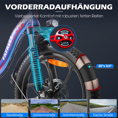 Fafrees F20 PRO E-Bike Klapprad Elektrofahrrad 20 Zoll Faltbares, 250W Motor 36V 18AH Akku, 20 * 3,0 Zoll Mountainbike Citybike Maximales Drehmoment 40 Nm