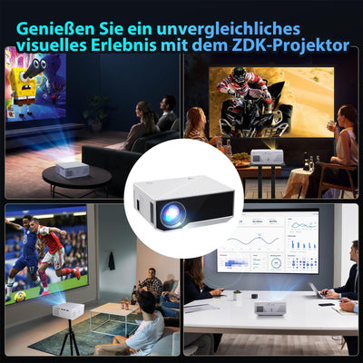 ZDK Neuer Beamer 2024 4K-Unterstützung Full HD 1080P 5G WiFi projektor mit 20000 Lumen für Heimkino kompatibel mit Smartphones/TV-Stick/PS5