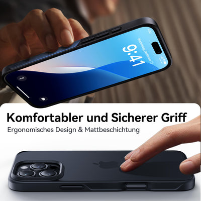 CASEKOO Matt Power für iPhone 16 Pro Hülle [TOP Militärschutz] Stoßfeste Kratzfeste Schutzhülle (Anti-Fingerabdruck) Dünne Griffige Mattierte Handyhülle iPhone 16 Pro Case Slim, Edel Schwarz