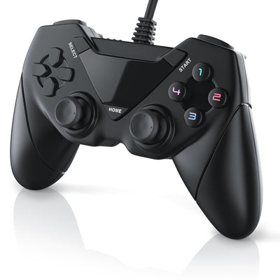 CSL - Gamepad für PC und Android - Dual Vibration - Plug and Play - Controller mit Direct-Input X-Input - schwarz