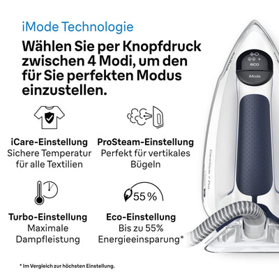 Braun CareStyle 7 Pro Dampfbügelstation IS 7282 BL – Dampfbügeleisen mit FreeGlide 3D Bügelsohle, iCare-Funktion, abnehmbarer 2 L Wassertank, Dampfstoß 600 g/min, 2700 Watt, Blau/Weiß