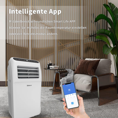 SHINCO Mobile Klimaanlage mit Abluftschlauch, 12000BTU, Kühlung&Heizung&Ventilieren&Entfeuchten, Mobiles Klimagerät mit Fenstermontage-Kit, 24H-Timer, APP, für Räume von etwa 90m³