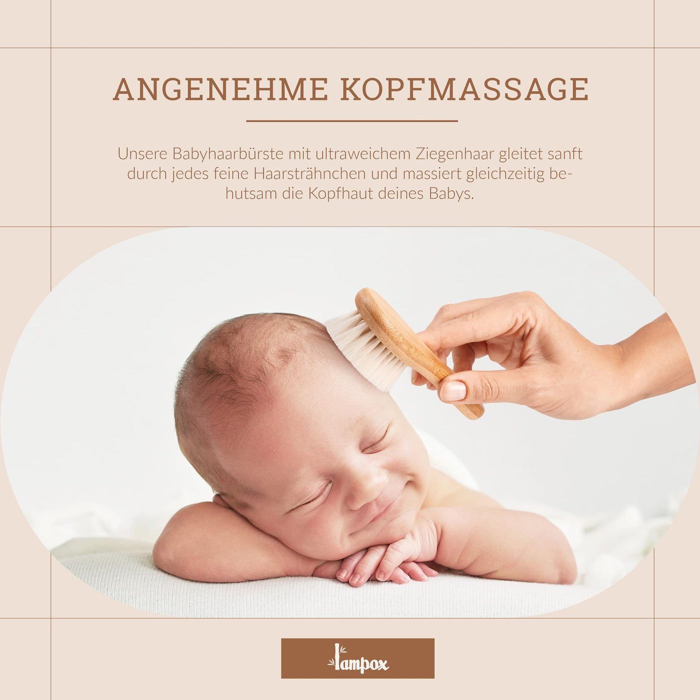 lampox Babyhaarbürste extra weich, Baby Erstausstattung Neugeborene mit weichen Ziegenhaaren, Milchschorf, Baby Haarbürste, Baby Pflegeset, Baby Geschenk, Kopfhautpflege, Kleinkinder, Babyzubehör