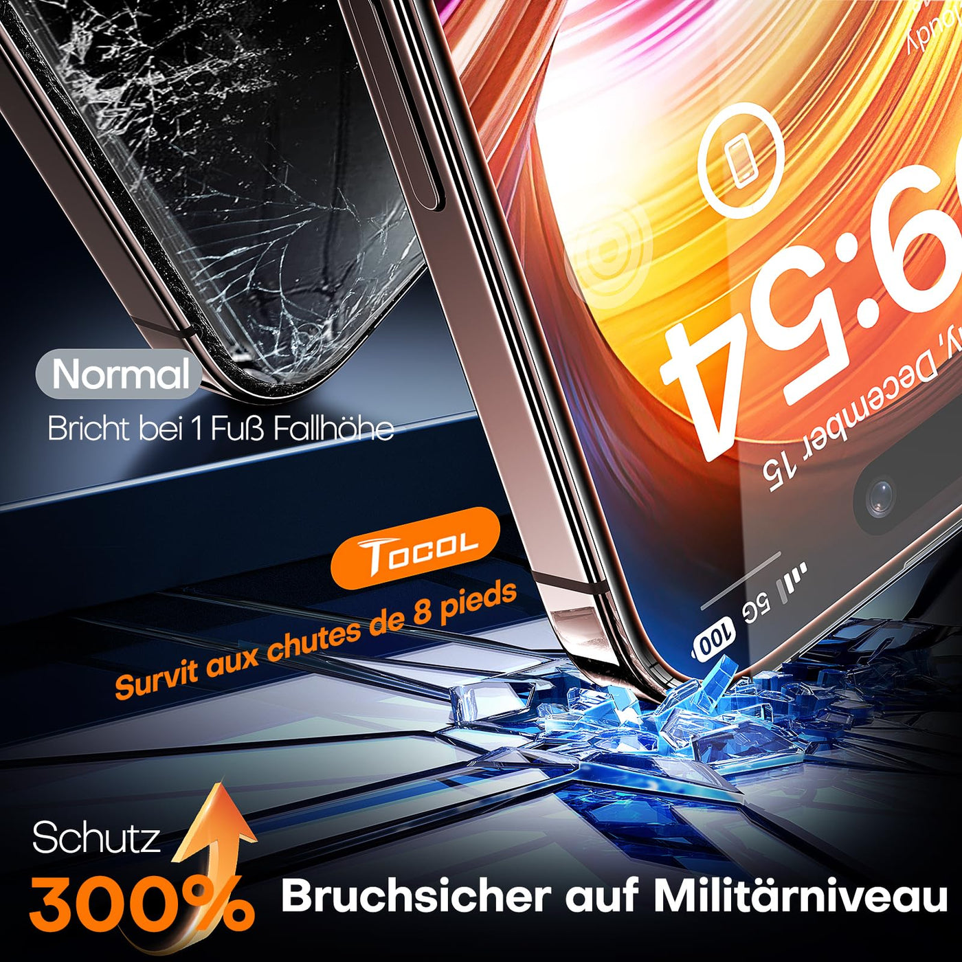 TOCOL für iPhone 16 Pro Max für Panzerglas, Full Screen Stoßfest Schutzglas Auto-Installation 9H Härte folie Kratzfest Anti-Fingerabdruck Anti-Öl 0 Blasen Schutzfolie für iPhone 16 Pro Max, 2 Stück