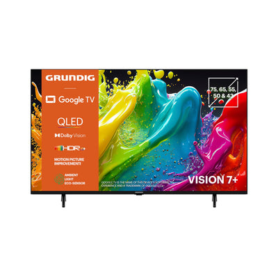 Téléviseur GRUNDIG 55 VOE 84 Q 55 pouces (139 cm) QLED, VPI 1800, Google TV, 4K UHD, Dolby Vision, HDR10+, amélioration de l'image animée, Chromecast intégré, Bluetooth, Smart TV, noir