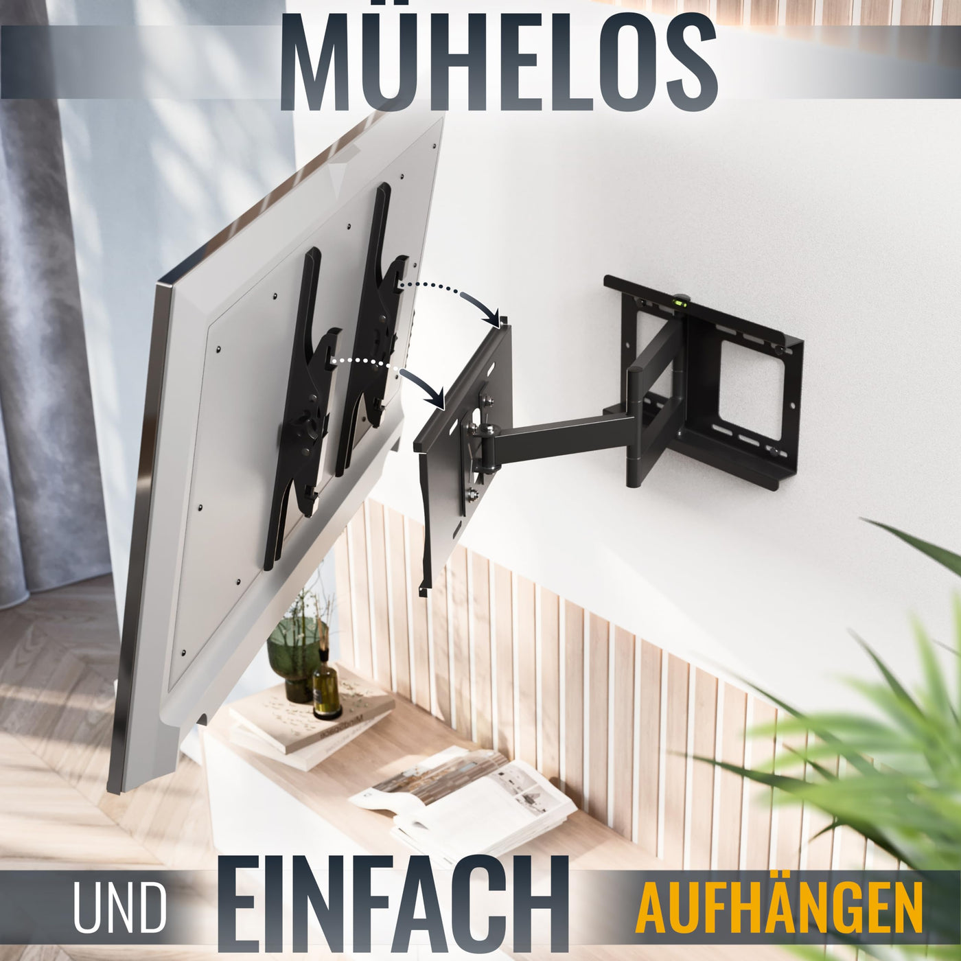 RICOO TV Wandhalterung Fernseher Schwenkbar Neigbar für 31-65 Zoll, Universal TV Halterung R23-S, Fernsehhalterung für Wand, Wandhalterung Fernseher 55 Zoll bis 95 Kg mit max. VESA 400x400 mm