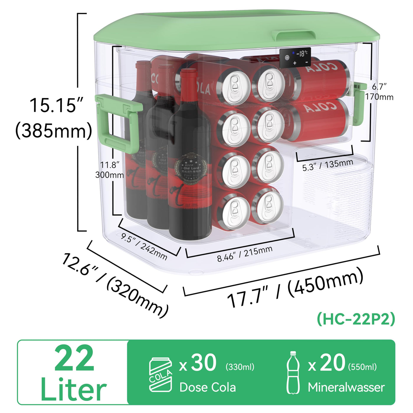 BINGI Kompressor Kühlbox 22L Tragbarer Elektrischer Kühlschrank 12/24V DC Elektrischer Gefrierschrank Tragbarer Gefrierschrank für Auto LKW Picknick Camping und Heimgebrauch