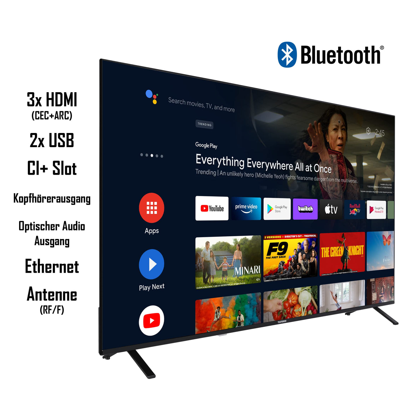 Téléviseur Android 50 pouces Telefunken (Smart TV 4K UHD, HDR Dolby Vision, triple tuner, Dolby Atmos) XU50AN751S