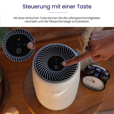 LEVOIT Luftreiniger Allergiker mit Aromatherapie, HEPA Luftfilter gegen Schimmel, Staub und Tierhaare bis zu 0,3 µm für Schlafzimmer, 7 Watt Energiesparend, 3 Geschwindigkeiten, 25dB, Weiß